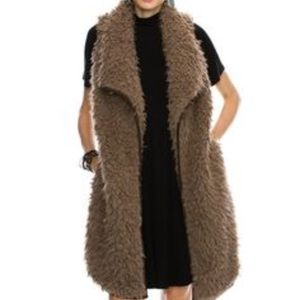 NWT B-Sharp faux fur long brown vest